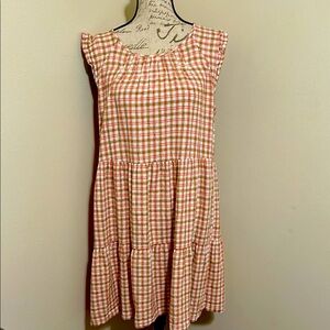 Old Navy Pink Plaid Flutter Sleeve Dress Large NWOT